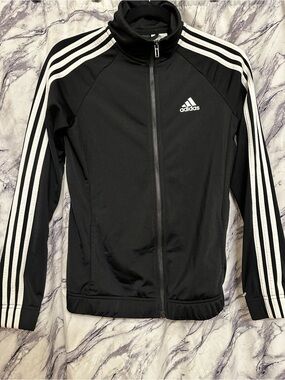 Adidas Black Track Jacket with White Stripes
